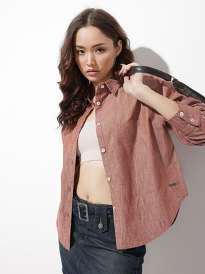 Roadster Women Solid Casual Brown Shirt