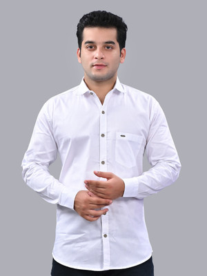 ZEE GOLD Men Solid Casual White Shirt