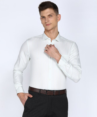 PETER ENGLAND Men Striped Formal Light Green Shirt