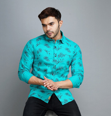 Apuesto Men Printed Casual Green Shirt