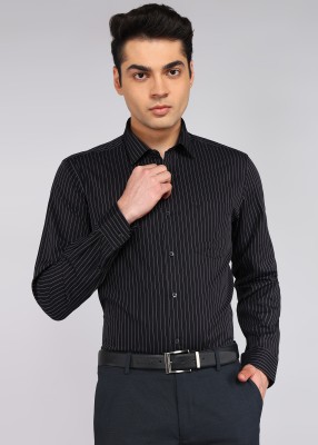 ARROW Men Striped Formal Black Shirt