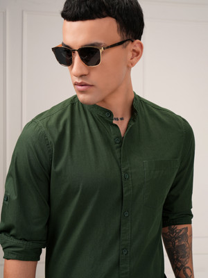 HIGHLANDER Men Solid Casual Green Shirt