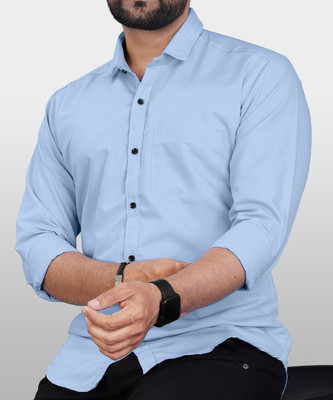 COOLFASHIONHUB Men Solid Casual Light Blue Shirt