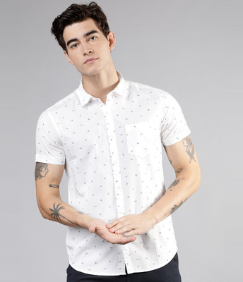 HIGHLANDER Men Printed Casual White Shirt