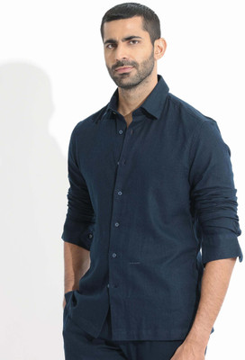 RARE RABBIT Men Solid Casual Dark Blue Shirt