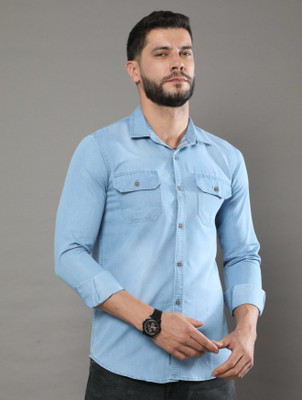 AIA FAB Men Self Design Casual Black Shirt