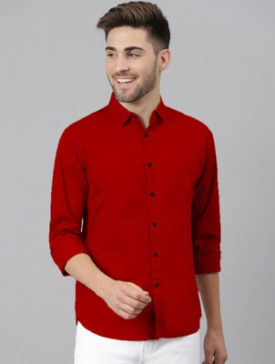 Neviq Men Solid Formal Red Shirt
