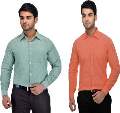 DESHBANDHU KHADI Men Solid Formal Multicolor Shirt(Pack of 2)