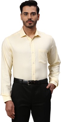 PARK AVENUE Men Self Design Formal Yellow Shirt