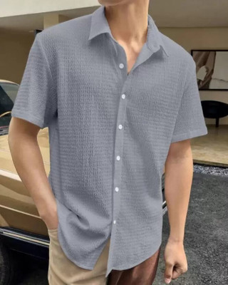 Arth Enterprise Men Self Design Casual Grey Shirt