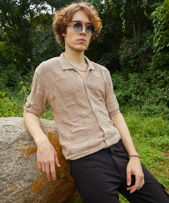 CAMPUS SUTRA Men Solid Casual Beige Shirt