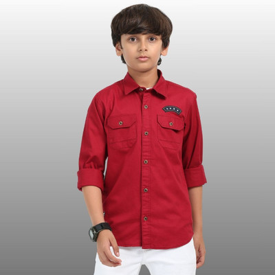 ROCKET SCIENCE Boys Solid Casual Red Shirt