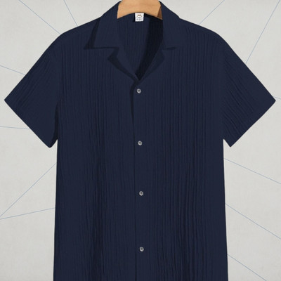 A DEEMOON Men Self Design Formal Gold Shirt