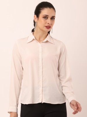 twolucky Women Solid Casual Beige Shirt