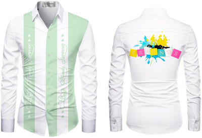 AviraEnterprise Men Printed Casual White, Green Shirt