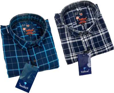 Vellical Men Checkered Casual Multicolor Shirt(Pack of 2)