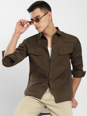 BEYOUNG Men Solid Casual Brown Shirt