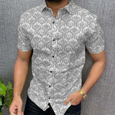 ENTNICBLISS Men Printed Casual Grey Shirt