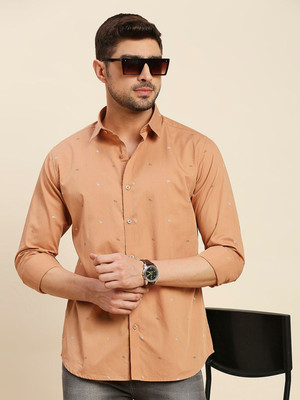 INVICTUS Men Printed Casual Orange Shirt