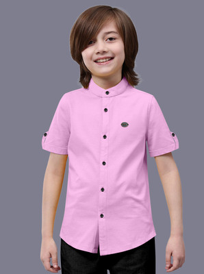 MAHITAG Boys Solid Casual Pink Shirt