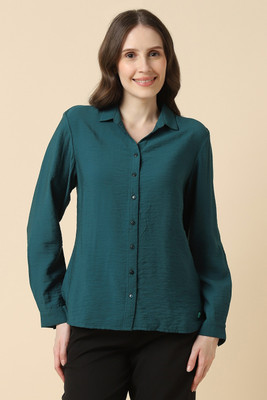 Allen Solly Women Solid Formal Green Shirt