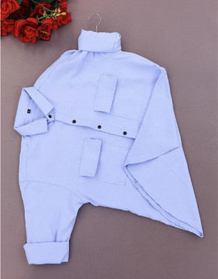 SHFASHION Men Solid Casual Blue Shirt