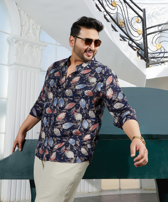 Instafab Plus Men Solid Casual Black Shirt