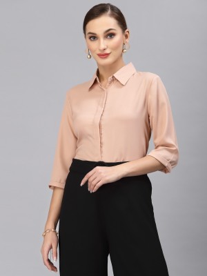 Style Quotient Women Solid Casual Beige Shirt