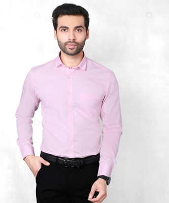 5TH ANFOLD Men Solid Formal Pink Shirt