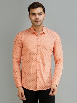 BLUE MARTIN Men Printed Casual Orange Shirt