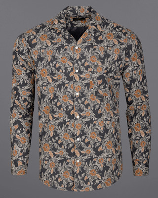 french crown Men Printed Casual Grey Shirt