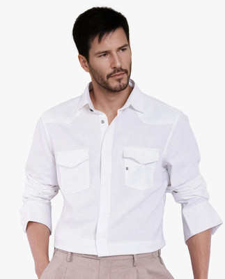 RARE RABBIT Men Solid Casual White Shirt