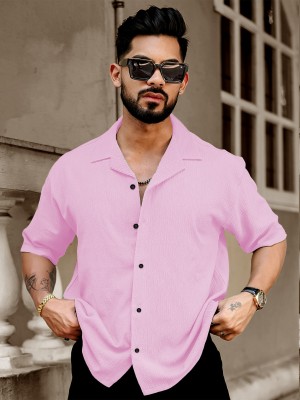 Marmic Fab Men Printed Casual Pink Shirt