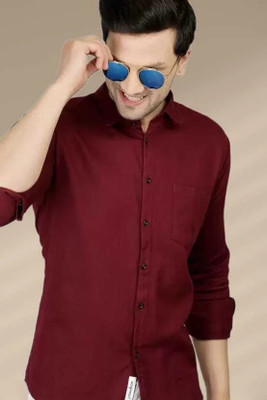Manav Creation Men Solid Formal Maroon Shirt