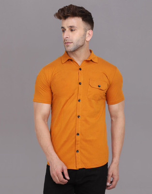 tfurnish Men Solid Casual Gold Shirt