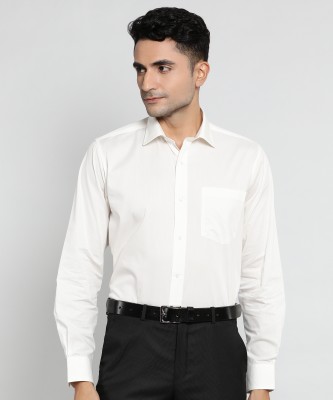 VAN HEUSEN Men Solid Formal Cream Shirt