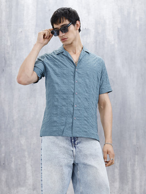 WROGN Men Self Design Casual Green Shirt