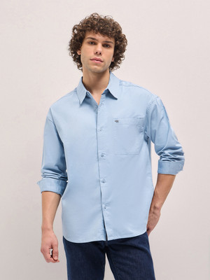 THE BEAR HOUSE Men Solid Casual Blue Shirt