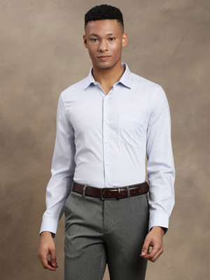 TURTLE Men Printed Formal Light Blue Shirt