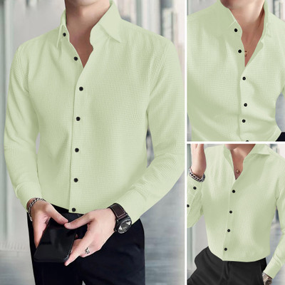 METRONAUT Men Self Design Casual Green Shirt
