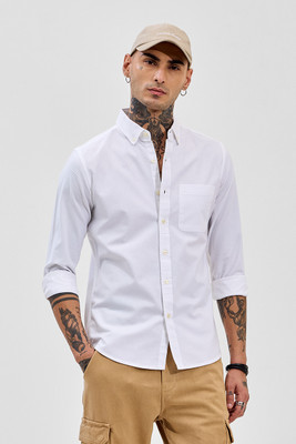 Snitch Men Solid Casual White Shirt