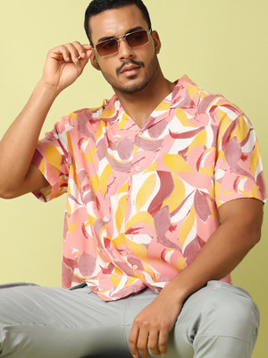 V-MART Men Printed Casual Pink Shirt