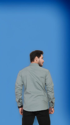 U AND J TREND Men Solid Casual Light Green Shirt