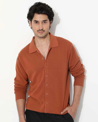 RARE RABBIT Men Solid Casual Brown Shirt