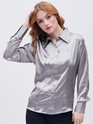 SliqueApparels Women Solid Casual Grey Shirt