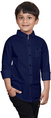 ZAKAR Boys Solid Party Dark Blue Shirt
