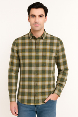 WILLIFLY Men Checkered Casual Green Shirt