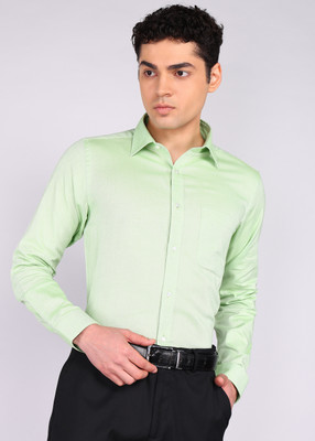 Raymond Men Self Design Formal Green Shirt