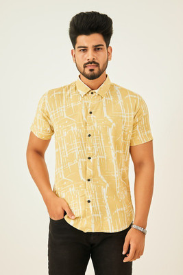 Manamrut Men Printed Casual Beige Shirt