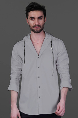 Qlonz Store Men Solid Casual Grey Shirt